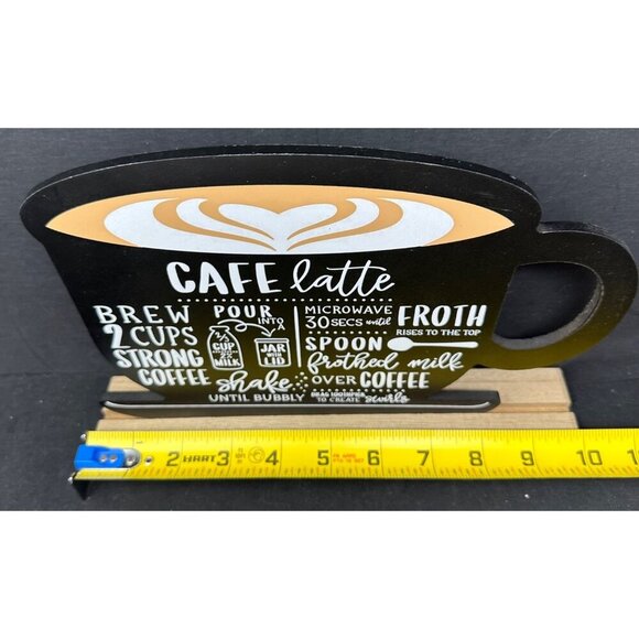Chalkboard Café Latte Sign Coffee Bar Mug Decor Farmhouse Kitchen Eclectic 10" - Picture 4 of 9